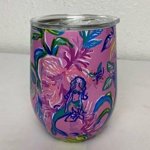 Lilly Pulitzer Travel Tumbler / Wine Tumbler Mermaid in The Shade pink purple